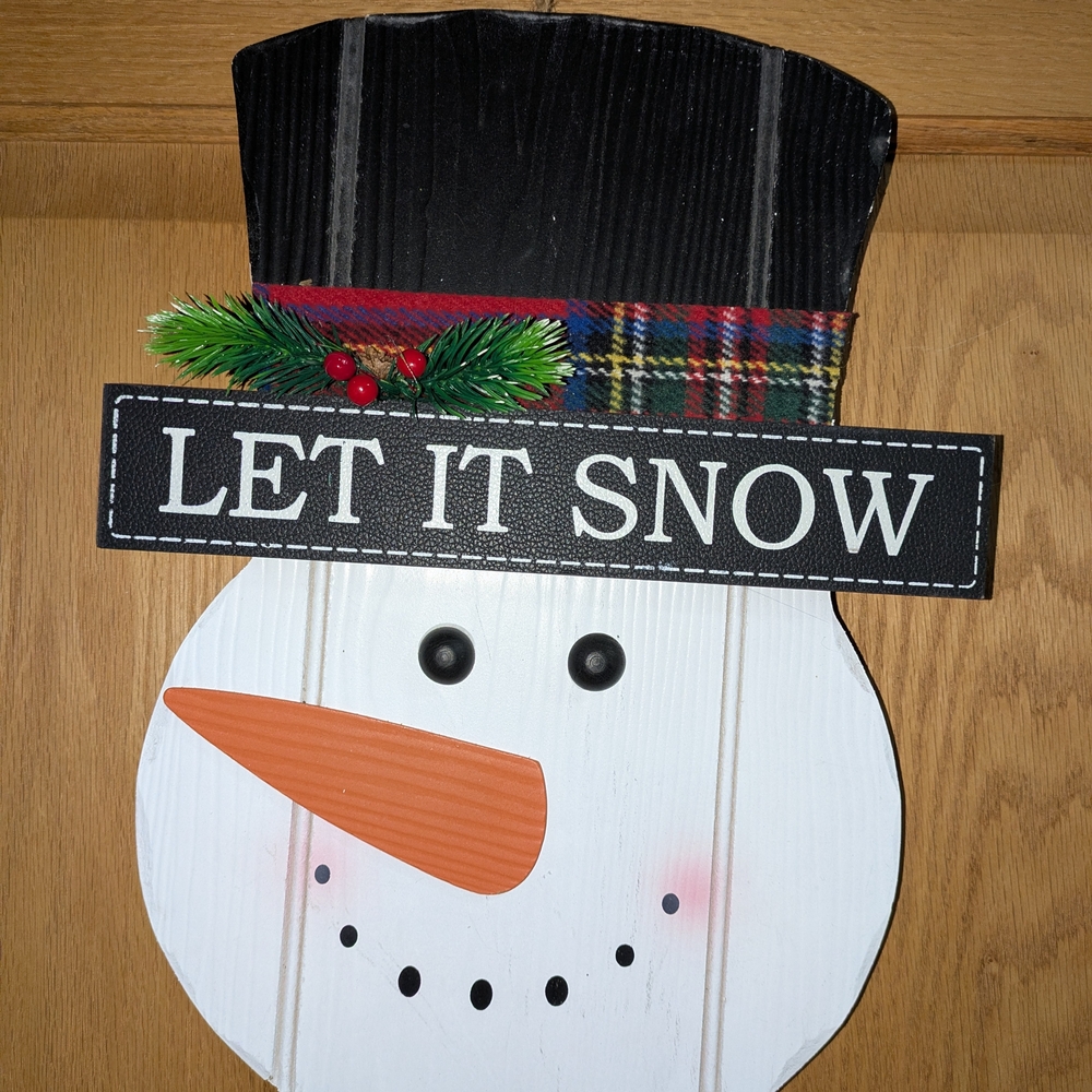 Holiday Time Snowman Wall Decor - Black, White, Orange